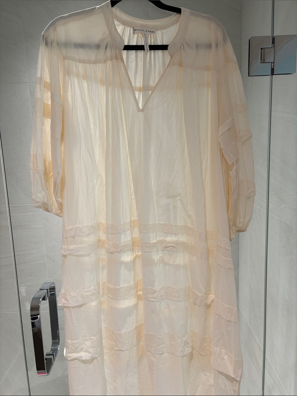 Light Cream Maxi Dress - Floaty V-Neck Women's Dress